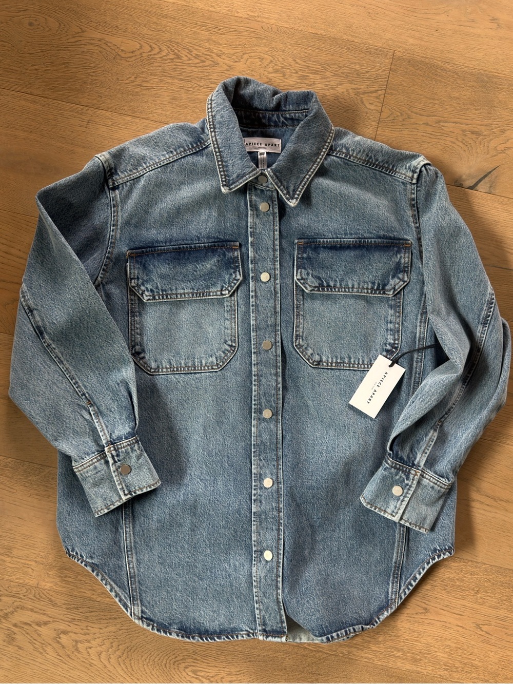 Apiece Apart Pia Oversized Shacket in the Austin Wash, size Medium. - Picture 5 of 8